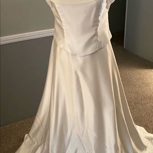 Off while satin wedding gown